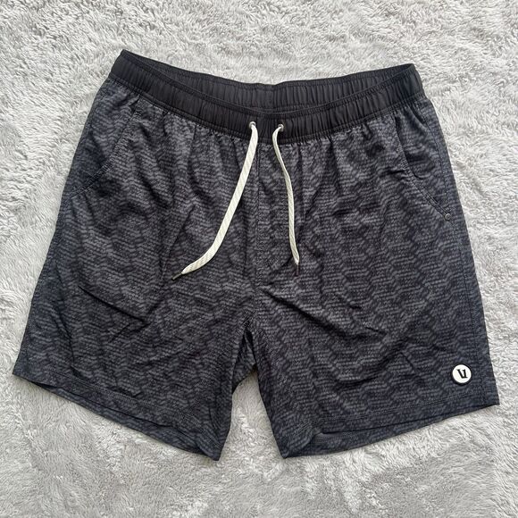 Vuori Men’s Kore Short 7” Inseam Lined Black Basket Weave Pattern V302 Size XXL - Picture 2 of 9